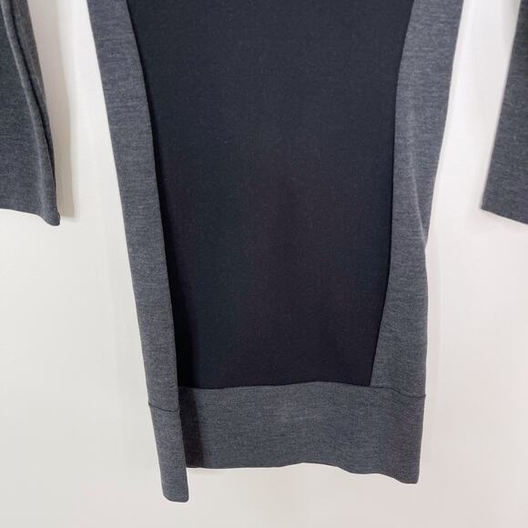 Whistles Size 2 Black Gray Knit Colorblock Long Sleeve Dress Bodycon Cocktail - Picture 4 of 9